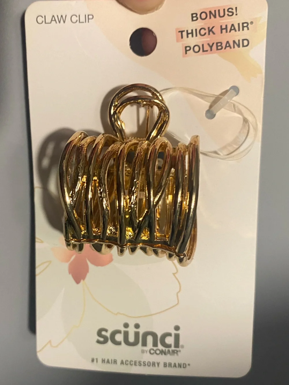 scunci Metallic Gold festive Spiral Claw Hair Clip with Bonus Polyband NEW!